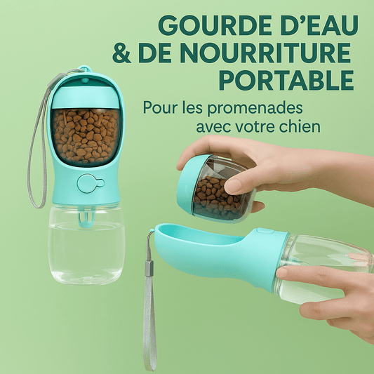 Gourde Portable Distributrice d’Eau et de Croquettes – Spéciale Chiens & Chats - Cyna shop